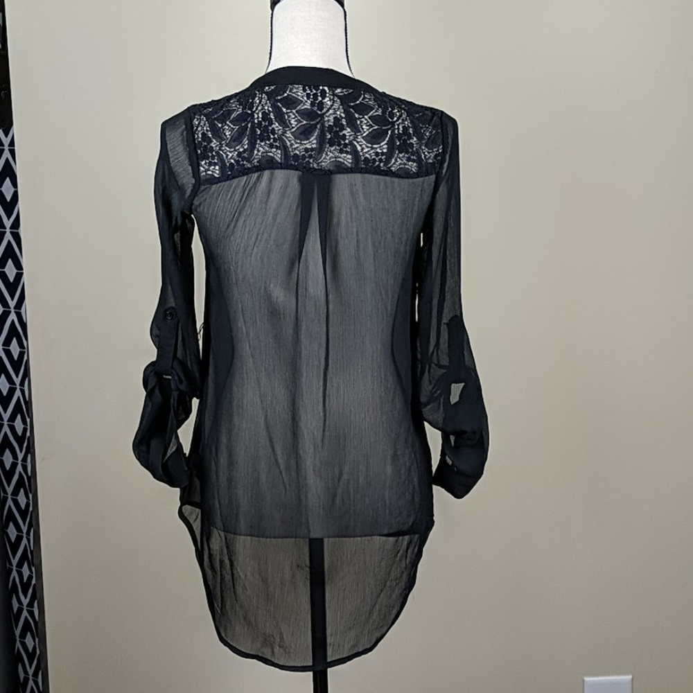 Mossimo Supply Co. Black Sheer Blouse - Picture 2 of 3